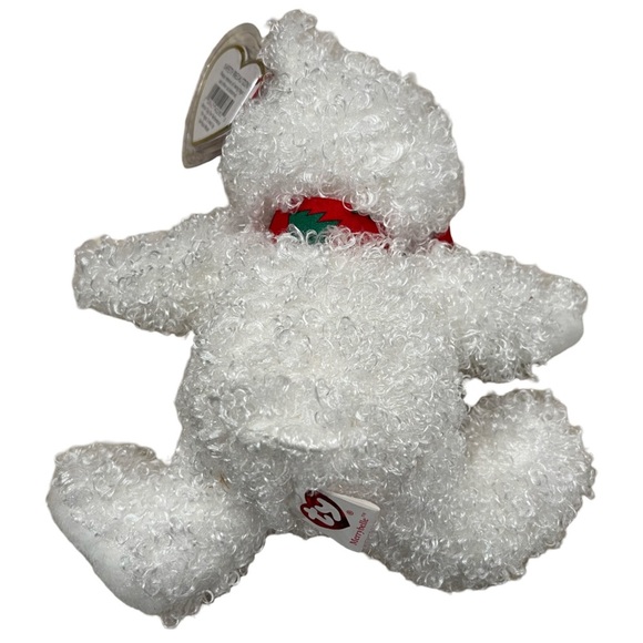 Ty White Teddy Bear with Red Bow - Picture 3 of 4